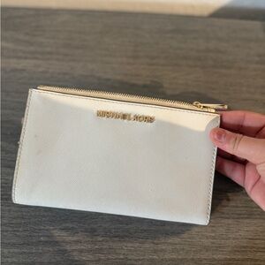 Michael Kors Cream Wallet with Gold Accents